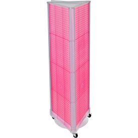 Global Approved 700451-PNK Three-Sided Spinning Pegboard W/ Wheels 16" x 60" Pink Opaque 1 Piece