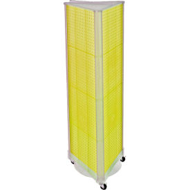 Global Approved 700451-YEL Three-Sided Spinning Pegboard W/ Wheels 16" x 60" Yellow Opaque 1 Piece