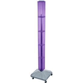 Global Approved 700226-PUR 60" Pegboard Rolling Floor Display 4-Sided Purple Translucent 1 Piece