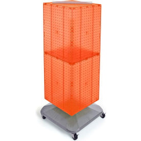 Global Approved 701436-ORG 4-Sided Interlocking Pegboard Floor Display 14" x 40" Orange Opaque