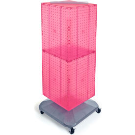 Global Approved 701436-PNK 4-Sided Interlocking Pegboard Floor Display 14" x 40" Pink Opaque