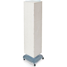 Global Approved 701465-WHT 4-Sided Interlocking Pegboard Floor Display W/ Wheels 14" x 60" White
