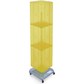 Global Approved 701465-YEL 4-Sided Interlocking Pegboard Floor Display W/ Wheels 14" x 60" Yellow
