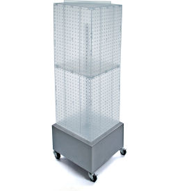Global Approved 701415-CLR Interlocking Pegboard Floor Display W/ Wheels 14" x 40" Clear