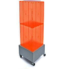 Global Approved 701415-ORG Interlocking Pegboard Floor Display W/ Wheels 14" x 40" Orange