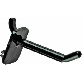 Global Approved 800002-B 2" Opaque Plastic Pegboard Locking Hook Black - Pkg Qty 50