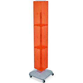 Global Approved 703390-ORG 4-Sided Interlocking Pegboard Display W/ Wheels 8" x 60" Orange Opaque