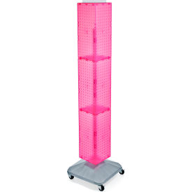 Global Approved 703390-PNK 4-Sided Interlocking Pegboard Display W/ Wheels 8" x 60" Pink Opaque