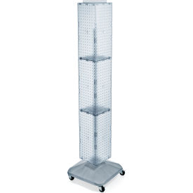 Global Approved 703390-CLR 4-Sided Interlocking Pegboard Display W/ Wheels 8" x 60" Clear Opaque
