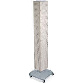 Global Approved 703390-WHT 4-Sided Interlocking Pegboard Display W/ Wheels 8" x 60" White Opaque