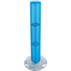 Global Approved 700223-BLU 36" Pegboard Revolving Floor Display 4-Sided Blue Translucent 1 Piece