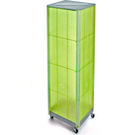 Global Approved 700406-GRE Four-Sided Spinning Pegboard Floor Display W/ Wheels 16" x 60" Green