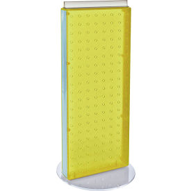 Global Approved 700509-YEL Two-Sided Non-Revolving Pegboard Countertop Display 8" x 20" Yellow