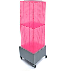 Global Approved 701415-PNK Interlocking Pegboard Floor Display W/ Wheels 14" x 40" Pink