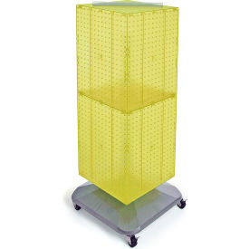 Global Approved 701436-YEL 4-Sided Interlocking Pegboard Floor Display 14" x 40" Yellow Opaque