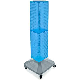 Global Approved 703388-BLU 4-Sided Interlocking Pegboard Display W/ Wheels 8" x 40" Blue Opaque