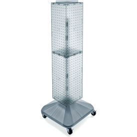 Global Approved 703388-CLR 4-Sided Interlocking Pegboard Display W/ Wheels 8" x 40" Clear Opaque