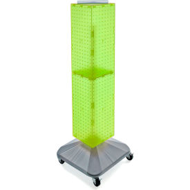 Global Approved 703388-GRE 4-Sided Interlocking Pegboard Display W/ Wheels 8" x 40" Green Opaque