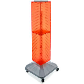 Global Approved 703388-ORG 4-Sided Interlocking Pegboard Display W/ Wheels 8" x 40" Orange Opaque
