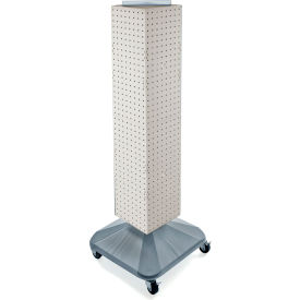Global Approved 703388-WHT 4-Sided Interlocking Pegboard Display W/ Wheels 8" x 40" White Solid