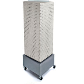 Global Approved 701415-WHT Interlocking Pegboard Floor Display W/ Wheels 14" x 40" White Solid