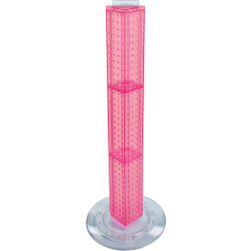 Global Approved 700223-PNK 36" Pegboard Revolving Floor Display 4-Sided Pink Translucent 1 Piece