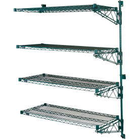 Poly-Green Adjustable Wall Mount Wire Shelving, 4 Shelf, Add On, 24"Wx24"Dx63"H view 2