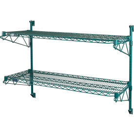 Poly-Green Adjustable Wall Mount Wire Shelving, 2 Shelf, Starter, 72"Wx24"Dx34"H view 2