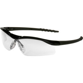 MCR Safety DL110. MCR Safety DL110 Crews Dallas Wraparound Safety Glasses, Black Frame, Clear Lens, Hard-Coat image.
