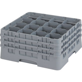 Cambro 16S738151 - Camrack  Glass Rack 16 Compartments 7-3/4" Max. Height Soft Gray NSF