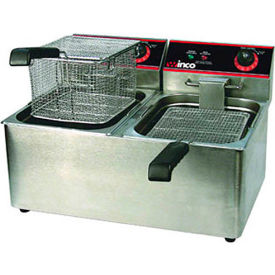 Winco  Dwl Industries Co. EFT-32 Winco EFT-32 Electric Deep Fryer, 1800W, 120V, 60Hz, Twin Well, 32 lbs. Oil Capacity image.