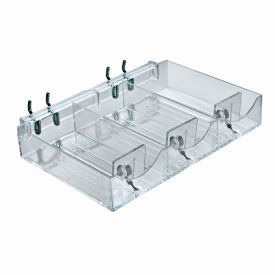 Global Approved 225504 3 Section Tray W/Pushers & Tracks-9.125"W x 1.5"H x 5.8125"D- CLR - Pkg Qty 2