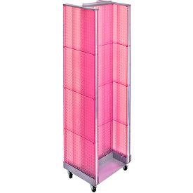 Global Approved 700431-PNK H-Shaped Pegboard Display W/Wheel Base 16"W x 60"H PK 1 Pc