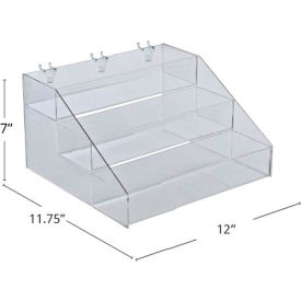 Global Approved 326050 3-Tier Counter Pegboard/Slatwall Step Display 12"W x 7.125"H x 11.75"D 1 Pc