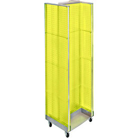 Global Approved 700431-YEL H-Shaped Pegboard Display W/Wheel Base 16"W x 60"H YL 1 Pc