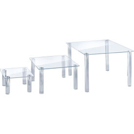 Global Approved 515306 3 Pc Square Acrylic Riser Display 10"H CLR 1-Pack