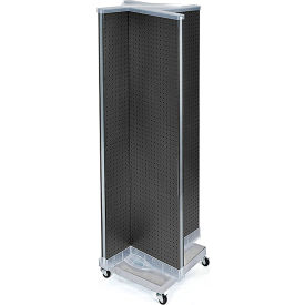 Global Approved 700422-BLK Pinwheel Pegboard Display W/Wheel RB 16"W x 60"H BK 1 Pc