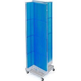 Global Approved 700422-BLU Pinwheel Pegboard Display W/Wheel RB 16"W x 60"H BL 1 Pc