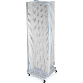 Global Approved 700422-WHT Pinwheel Pegboard Display W/Wheel RB 16"W x 60"H WH 1 Pc