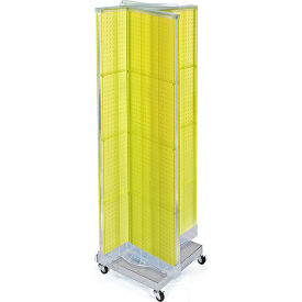 Global Approved 700422-YEL Pinwheel Pegboard Display W/Wheel RB 16"W x 60"H YL 1 Pc