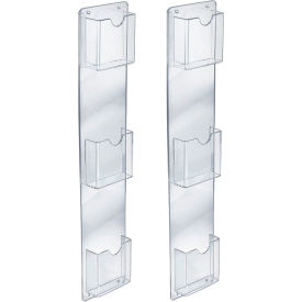 Global Approved 252065 Wall Mount Brochure HLR W/3 Pockets 5.5"W x 26"H CLR - Pkg Qty 2