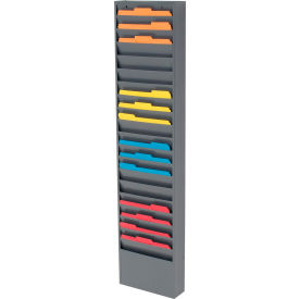 Global Industrial 806409 Global Industrial™ 20 Pockets - Medical Chart Hanging Wall File Holder - Gray image.