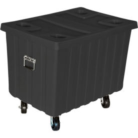 Bulk Shipping Container with Lid & Casters 41"L x 28-1/4"W x 32-1/2"H 650 lb Cap Black Poly 