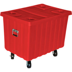 Bulk Shipping Container with Lid & Casters 41"L x 28-1/4"W x 32-1/2"H 650 lb. Cap Red Poly 