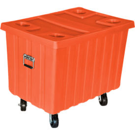 Bulk Shipping Container with Lid & Caster 41"L x 28-1/4"W x 32-1/2"H 650 lb Cap Orange Poly 