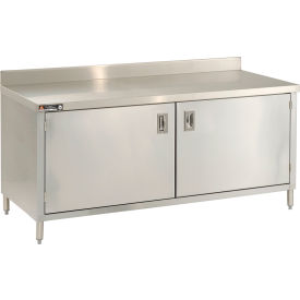 Aero Manufacturing Co. 4TGSOHD-3072 Aero Manufacturing 430 Stainless Steel Cabinet Table, 72 x 30", 2-3/4" Backsplash, Hinged Doors image.