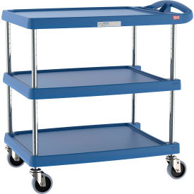 myCart Utility Cart w/3 Shelves, 400 lb Capacity, 34-3/8"L x 23-7/16"W x 35-1/2"H, Blue view 2