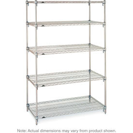 5 Shelf, Chrome Wire Shelving Unit, Starter, 48"W x 24"D x 74"H view 2