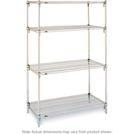 4 Shelf, Chrome Wire Shelving Unit, Starter, 48"W x 24"D x 63"H view 2