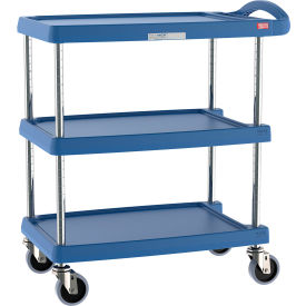 myCart Utility Cart w/3 Shelves, 400 lb. Capacity, 25"L x 18"W x 35-3/8"H, Blue view 2